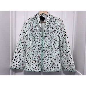 Carlisle Collection Women Abstract Cotton Blazer Jacket Ruffle Full Zip Size 12